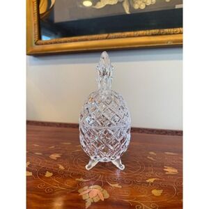 Vintage Cut Crystal Pineapple Lidded Dish, Footed Trinket Box, 7" Tall